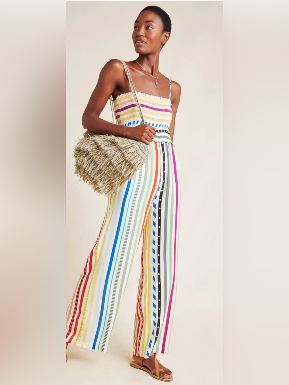Farm Rio for Anthropologie Ellie Smocked Jumpsuit